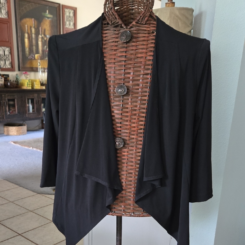 Connected Apparel Elegant Black Cardigan